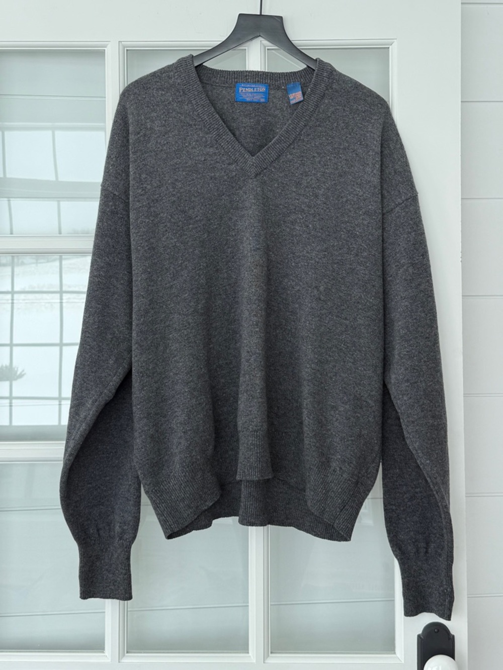 Pendleton Grey 100% Wool V-Neck Sweater